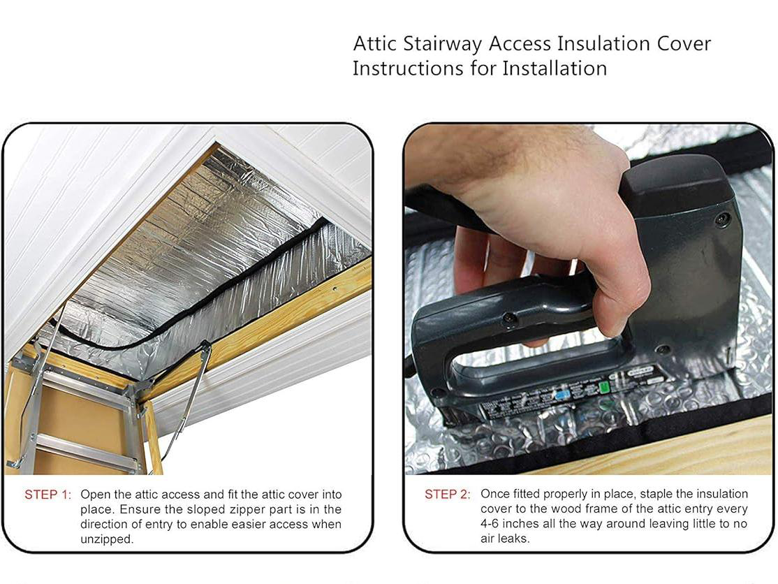 Attic Stairway Insulation Cover – Energy-Saving Aluminum Tent with Easy Access Zipper (25" x 54" x 11")