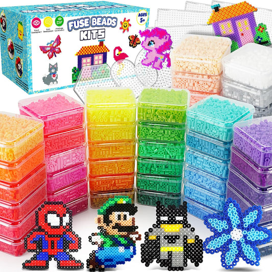 Fuse Beads Set – 48 Colors, Arts & Crafts Supplies for Kids, DIY Bead Toys & Room Decorations