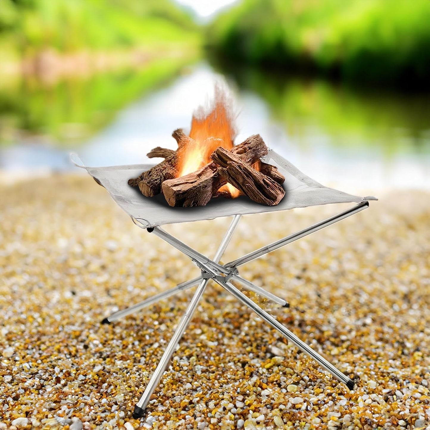 Portable Outdoor Camping Fire Pit – Foldable Wood-Burning Stove with Carry Bag