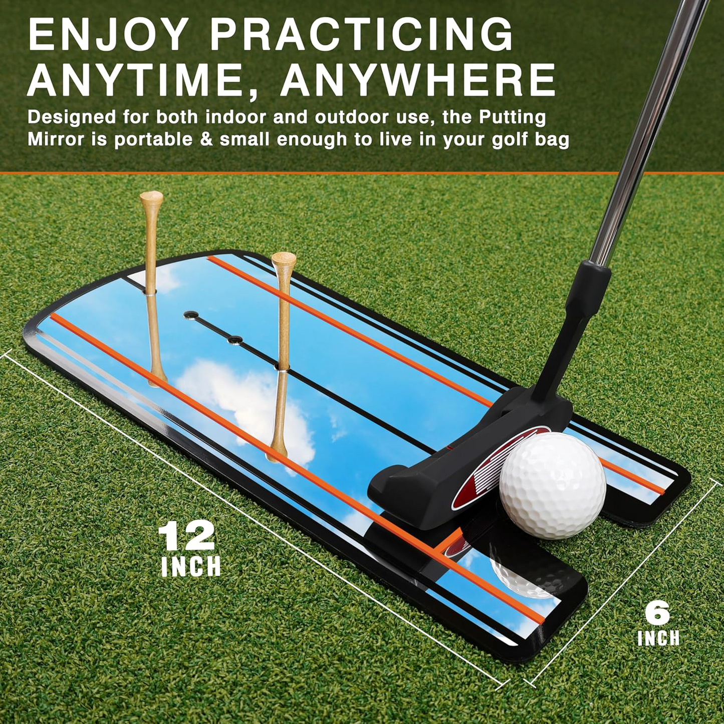 Golf Putting Mirror – Alignment Training Aid with Putting Cup & Tees