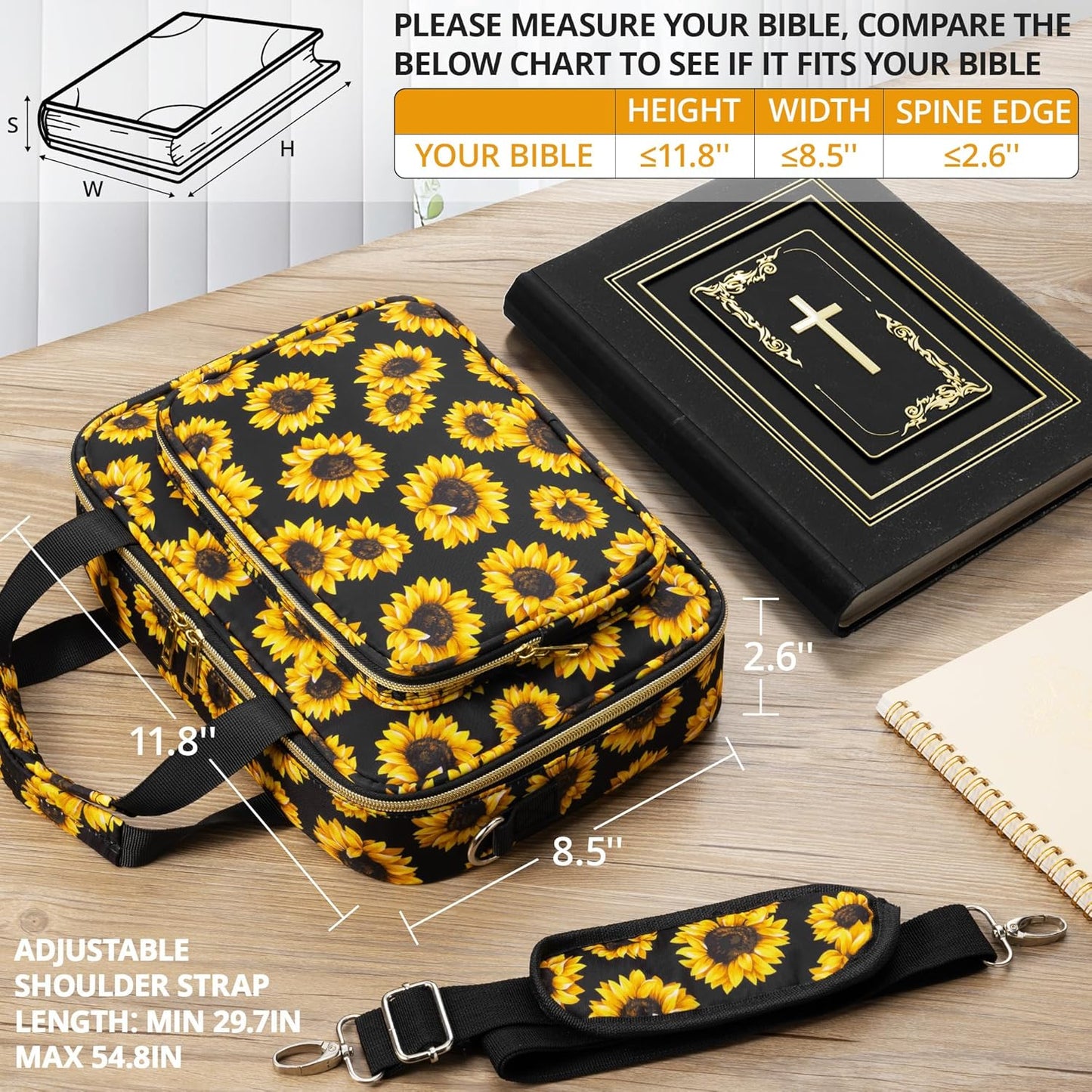 Women’s Bible Cover Set – Large Bible Bag with Strap & Study Accessories