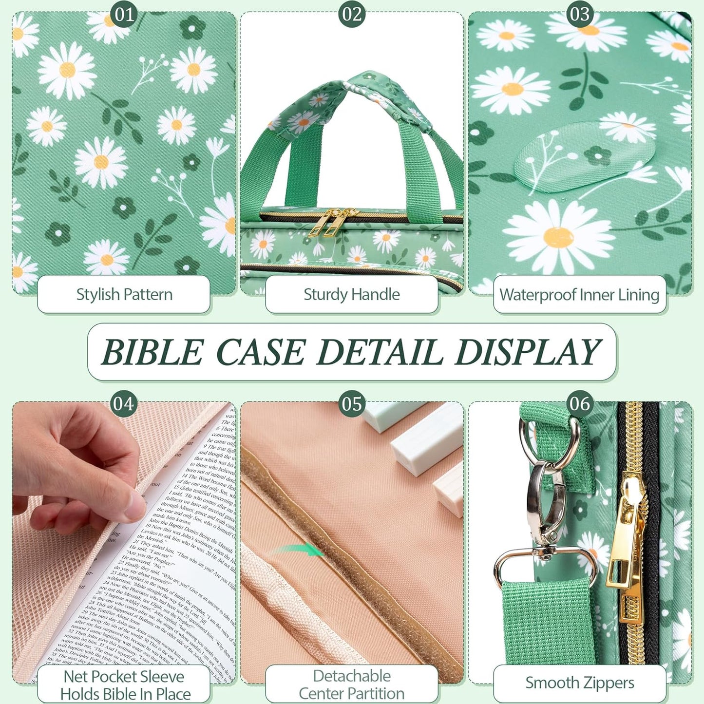 Women’s Bible Cover Set – Large Bible Bag with Strap & Study Accessories