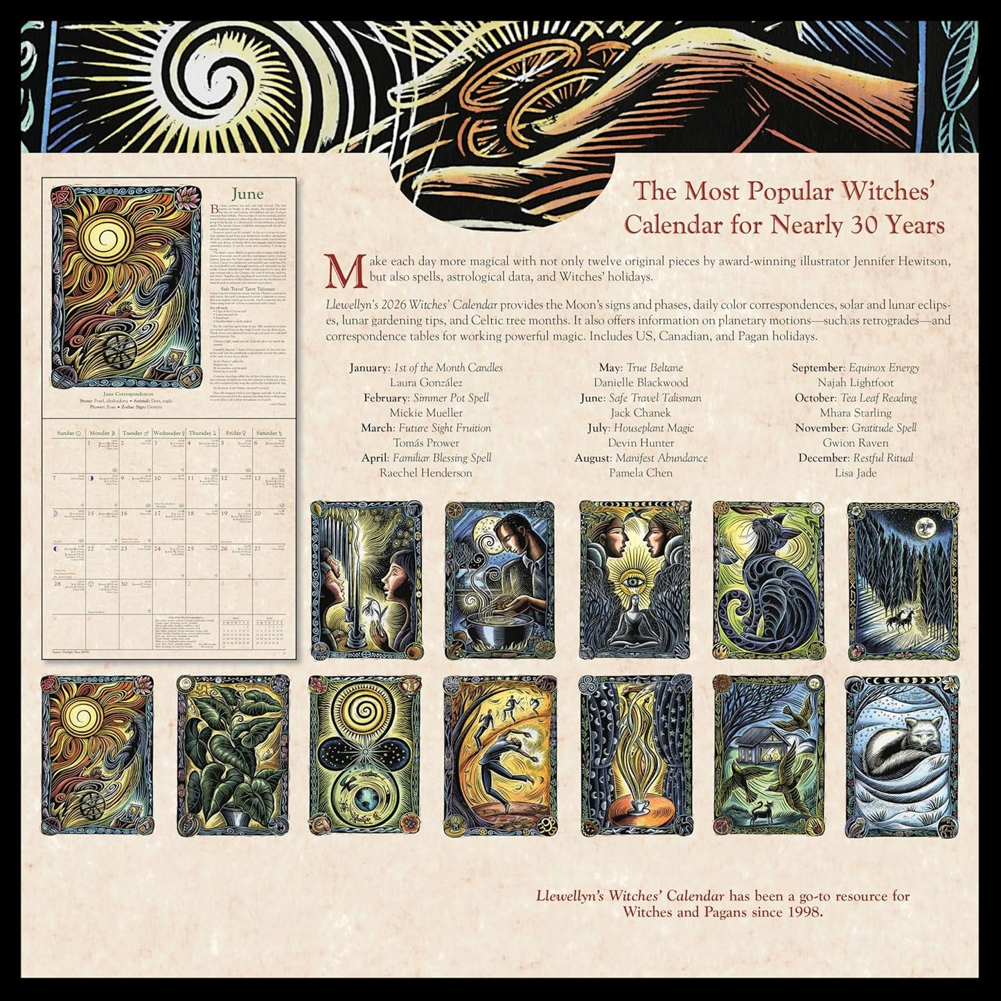 2026 Witches’ Calendar – Inspiring Pagan & Wiccan Guide with Artwork and Rituals