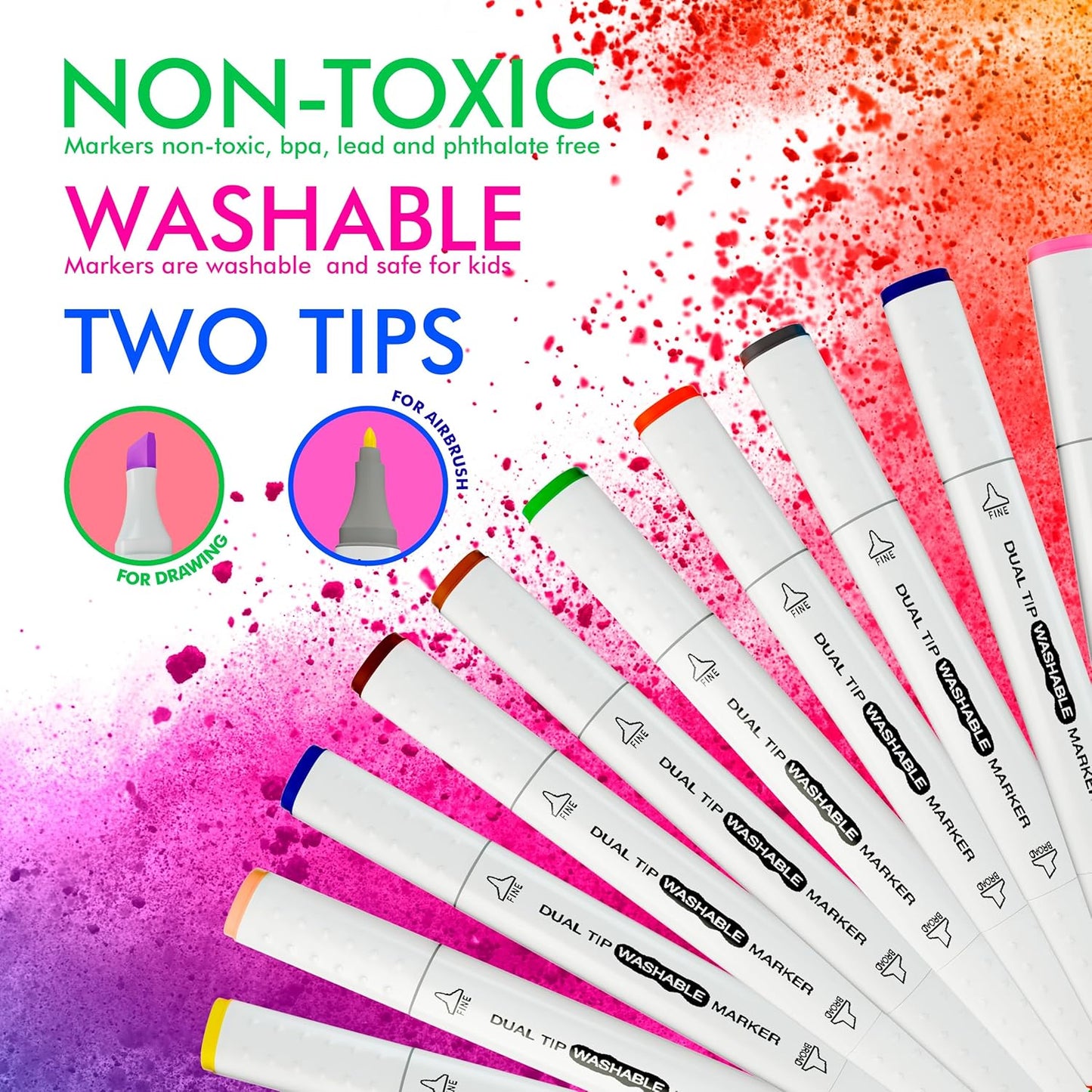 Children's Airbrush Marker Set – Creative DIY Art Kit with Washable Markers & Stencils