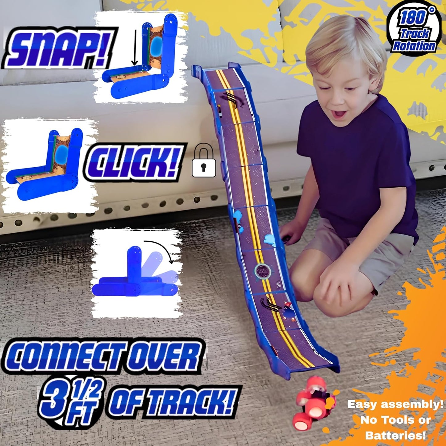 STEM Ramp Builder Set – 10 Adjustable Modular Track Pieces + 2 Monster Trucks