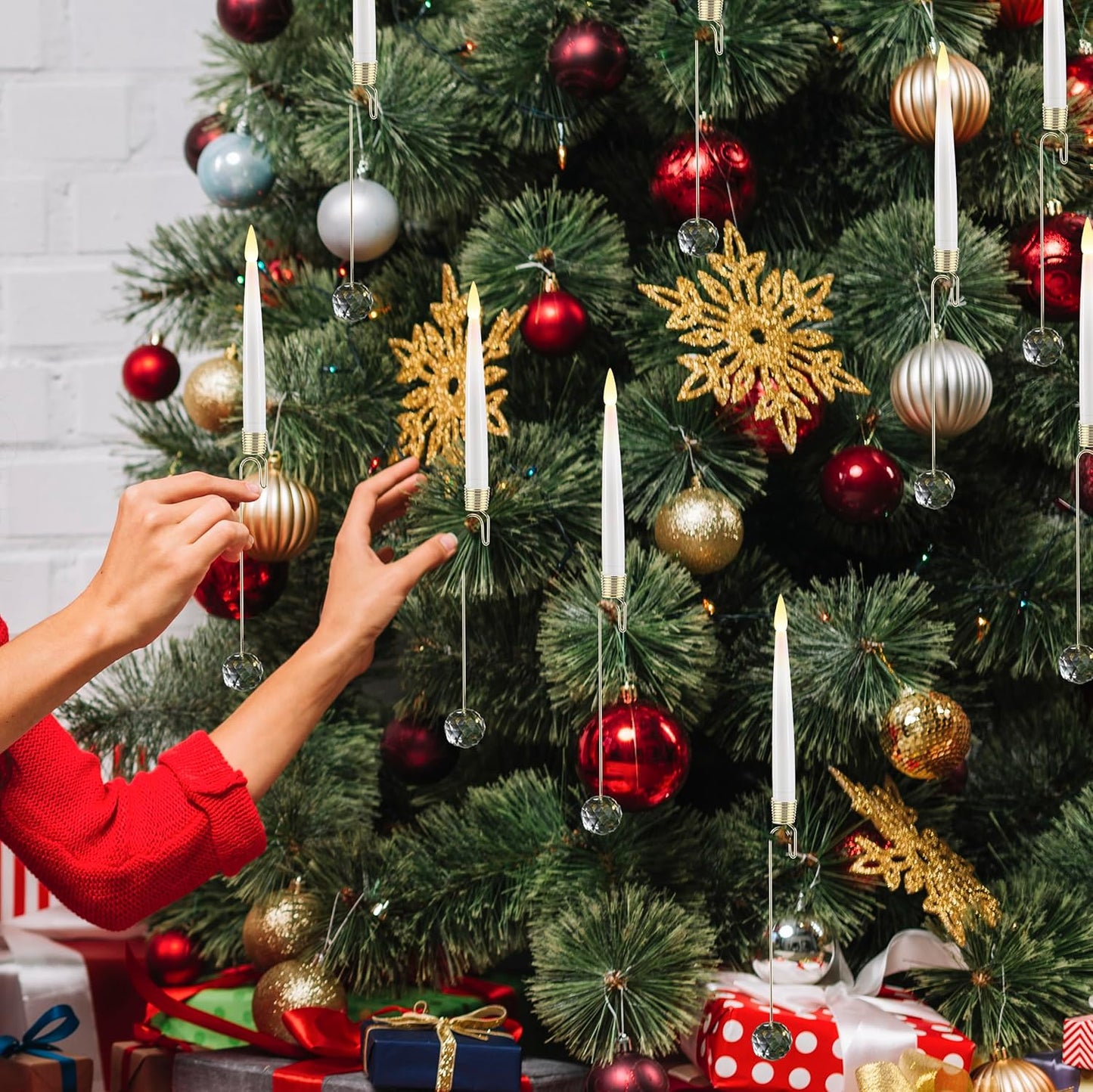 10-Pack Flameless Taper Candles for Christmas Tree Decoration – Battery Operated LED Candles