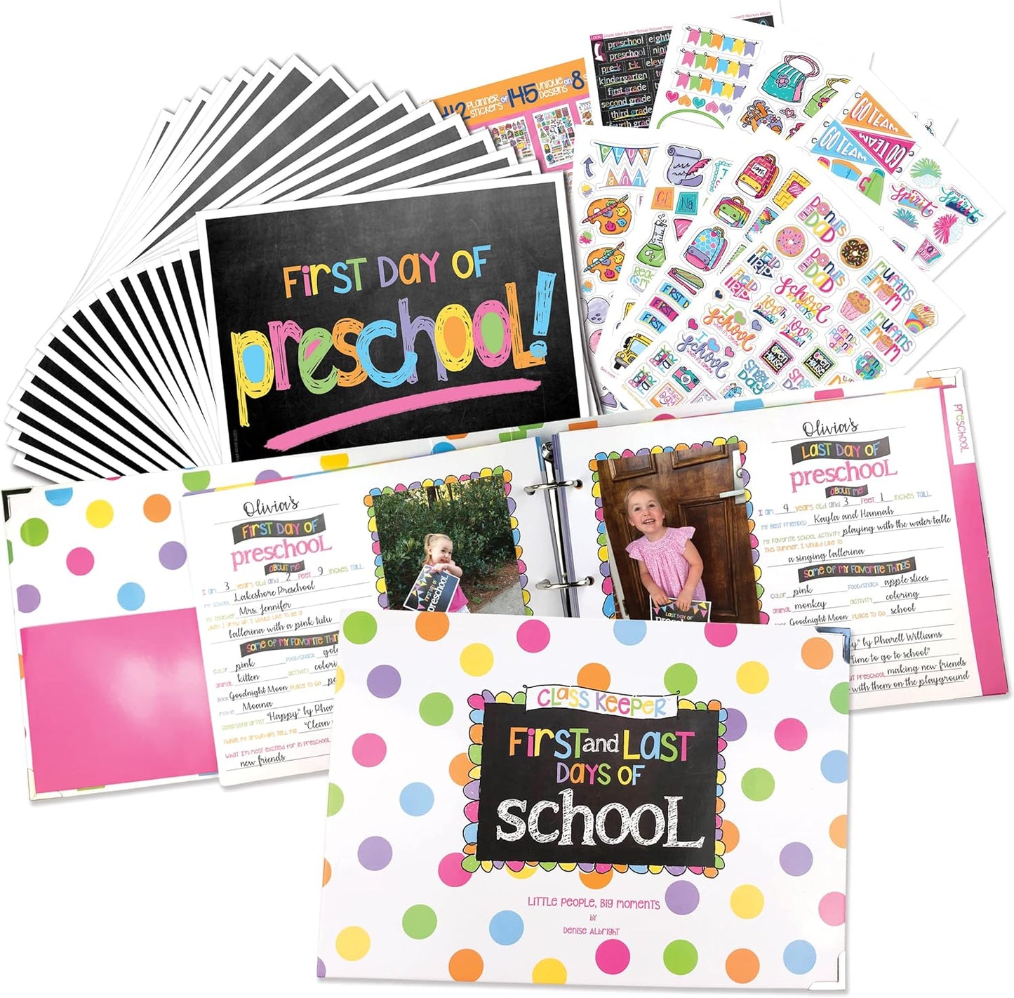 School Keepsake Kit – Soft Polka Dot Memory Book & Gift Box Set | From Preschool to College
