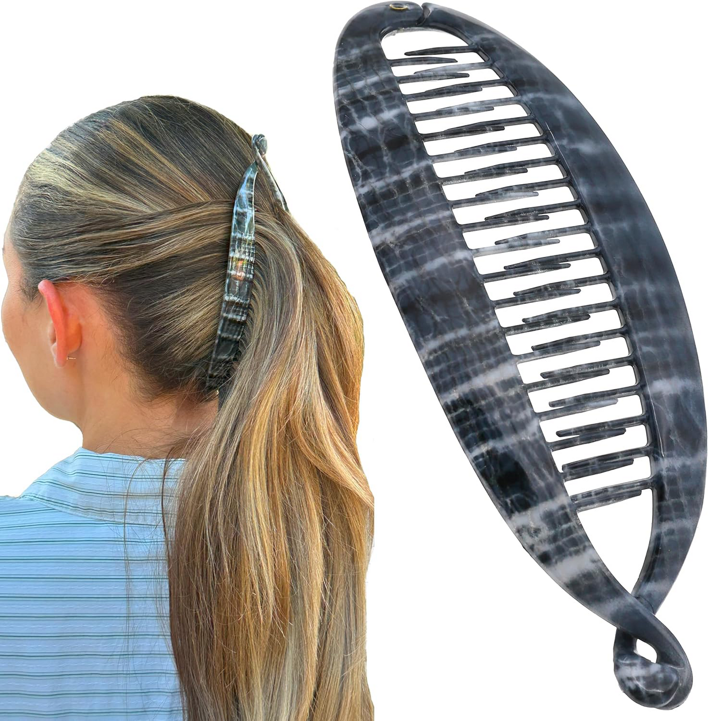 French Banana Hair Clip – Classic Interlocking Hair Comb for Thick Hair