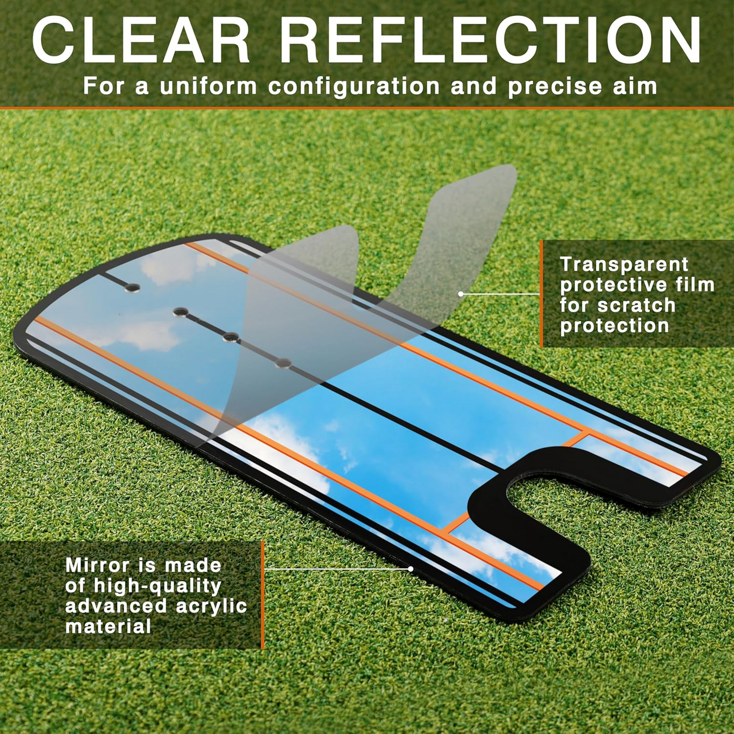 Golf Putting Mirror – Alignment Training Aid with Putting Cup & Tees