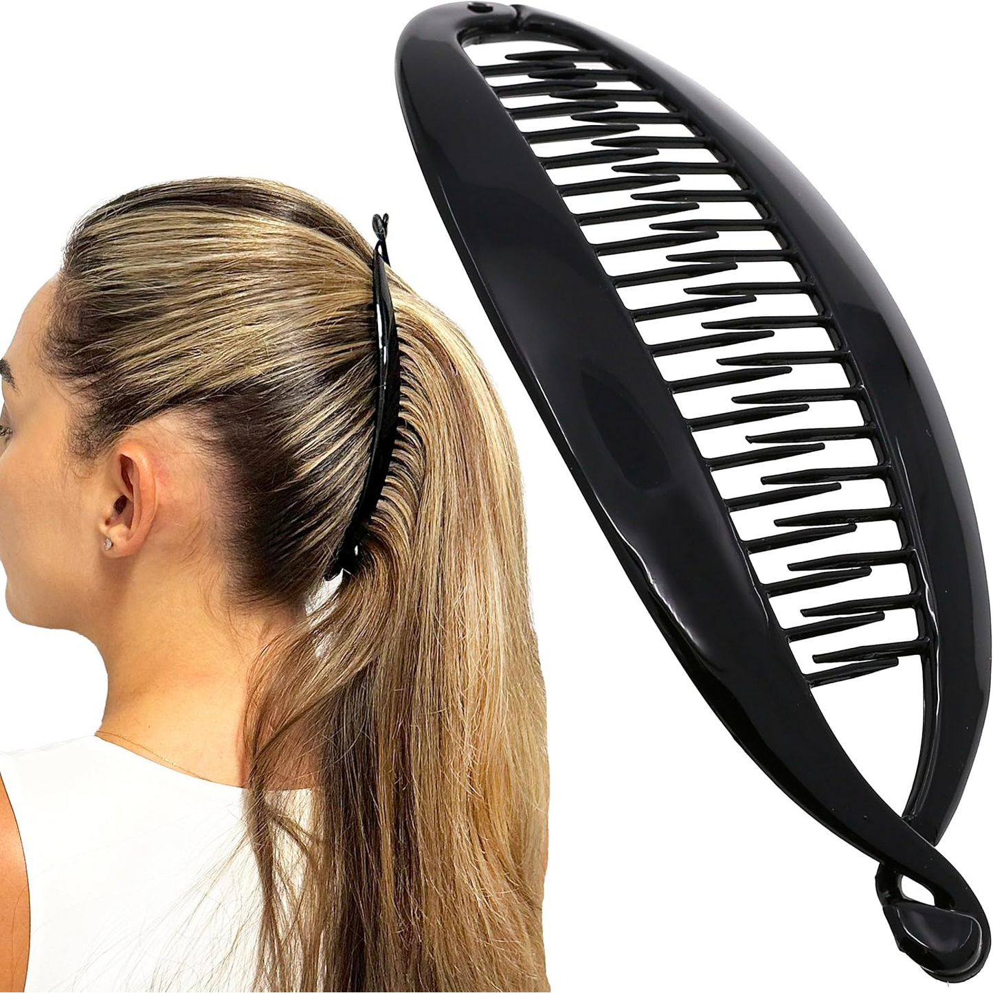 French Banana Hair Clip – Classic Interlocking Hair Comb for Thick Hair