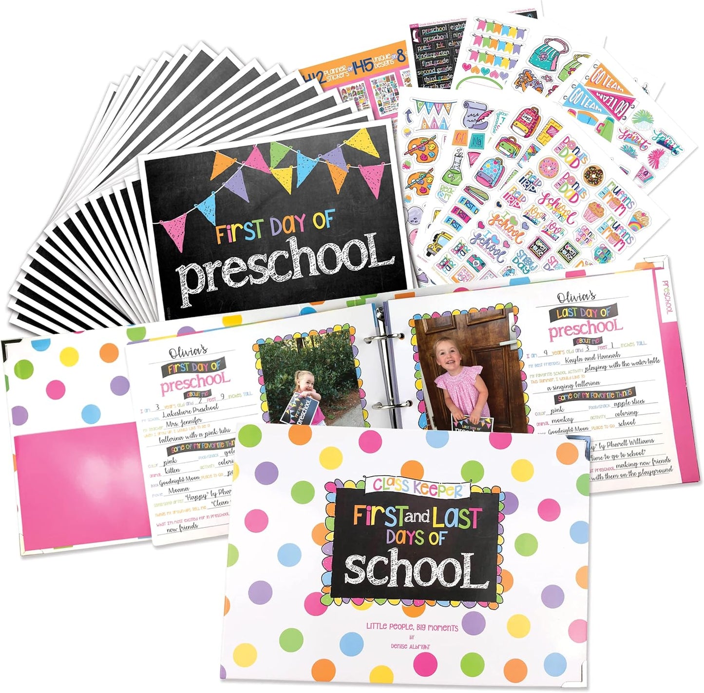 School Keepsake Kit – Soft Polka Dot Memory Book & Gift Box Set | From Preschool to College