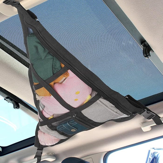Car Ceiling Cargo Net Organizer – Double-Layer Mesh Overhead Storage for SUVs, Jeeps & Trucks