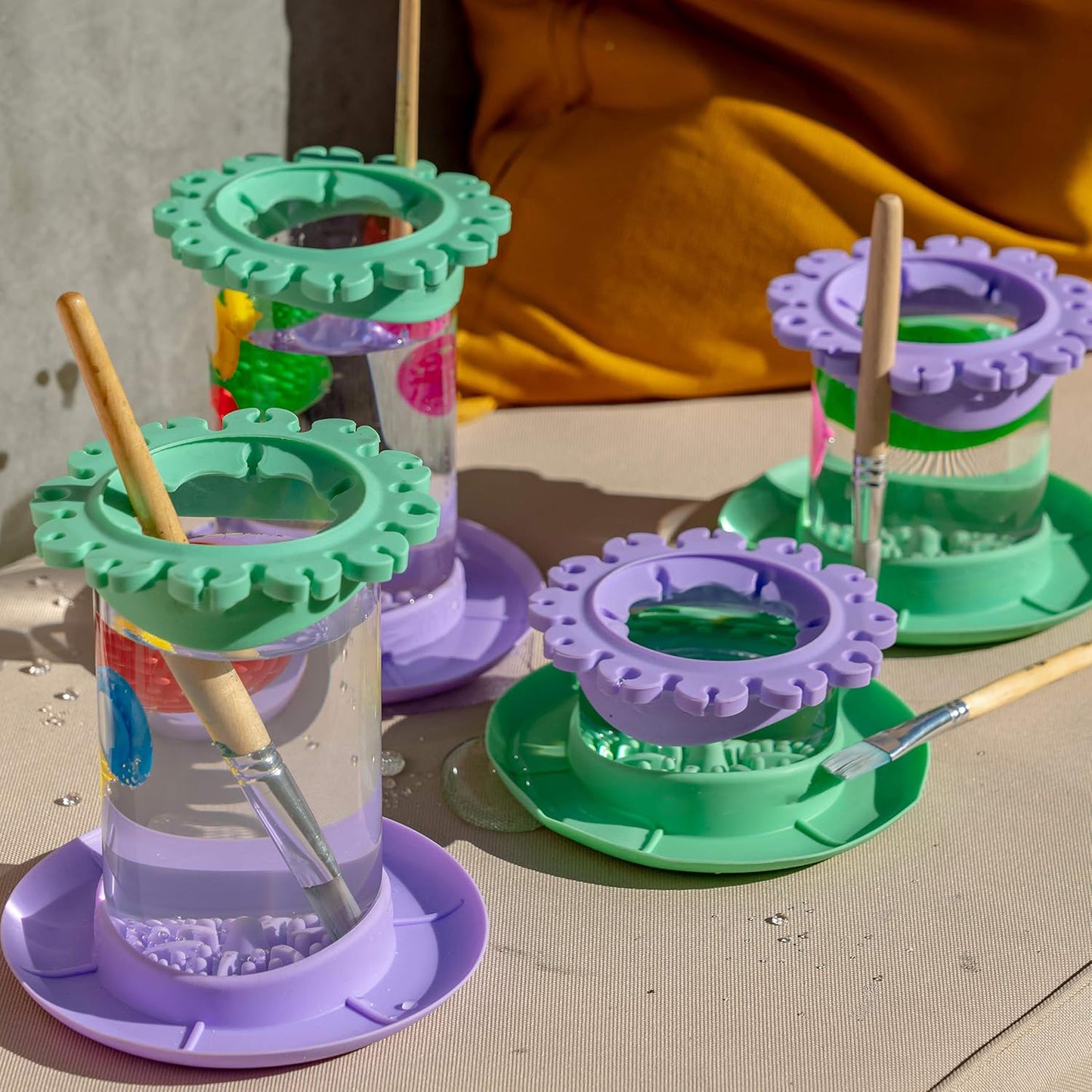 Paint Brush Cleaner Cup – Anti-Spill Rinse Cup with Brush Holder, Rubber Scraper & Drip Tray