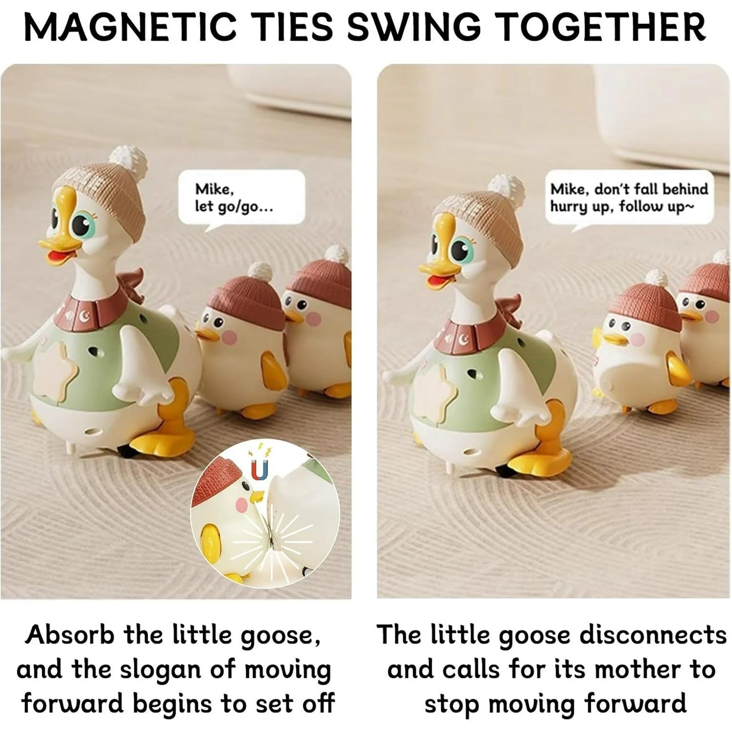 Crawling Duck Family Toy – Walking Duck with Ducklings | Light-Up Waddling Crawling Toy