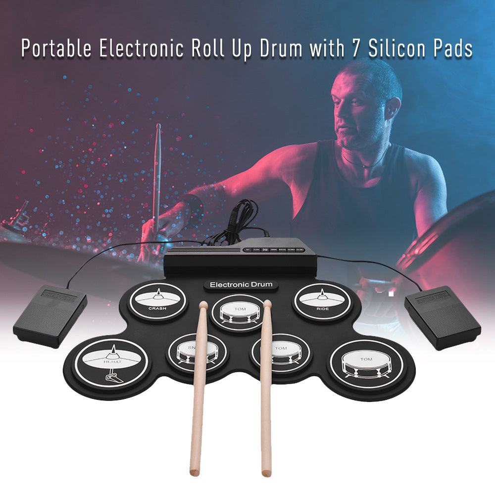 Electronic Portable Roll-Up Drum Kit – Compact, MIDI-Ready Drumming Machine