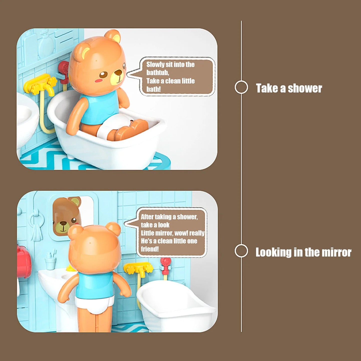 Mini Simulation Toilet Bathroom Toy Set – 3-in-1 Educational Interactive Playset for Toddlers