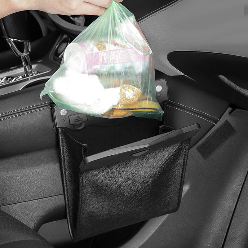 Waterproof Leather Car Trash Bin – Keep Your Vehicle Clean and Organized