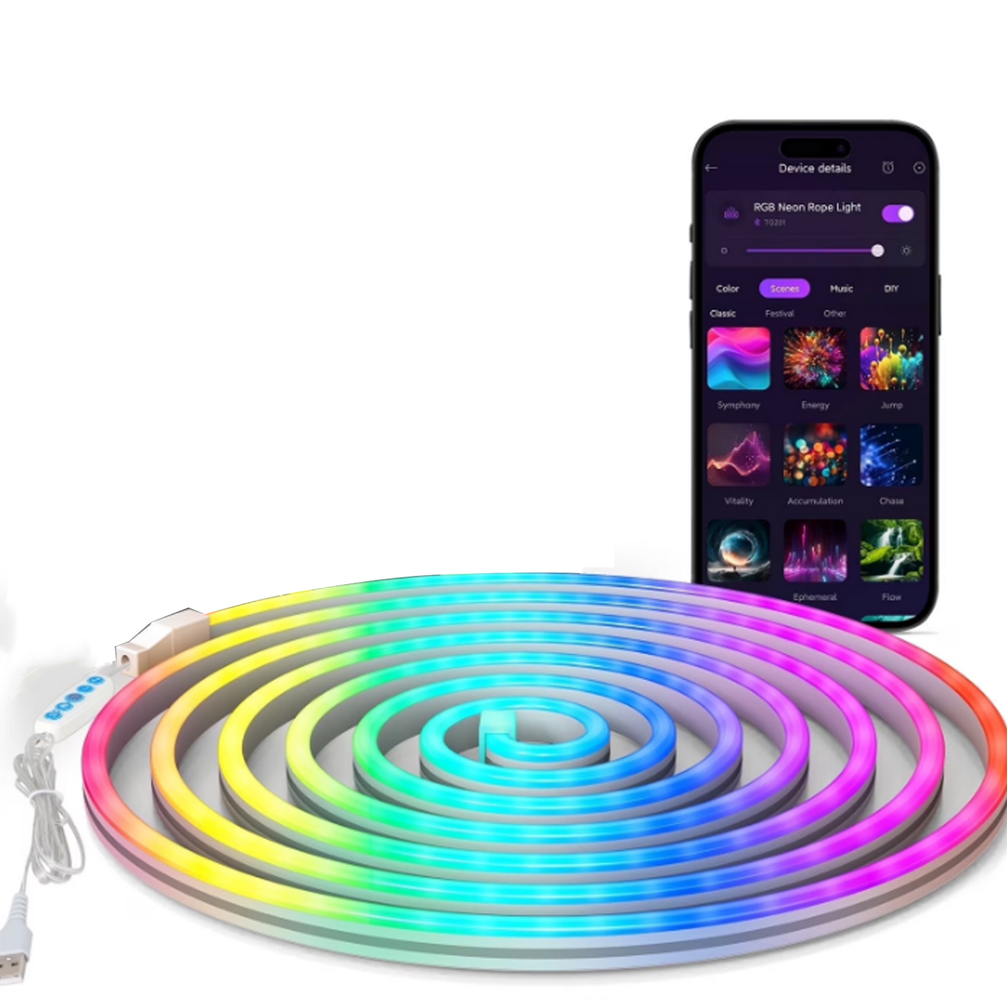 DreamColor WiFi Bluetooth Neon Light Strip 5m – Music Sync DIY LED Rope