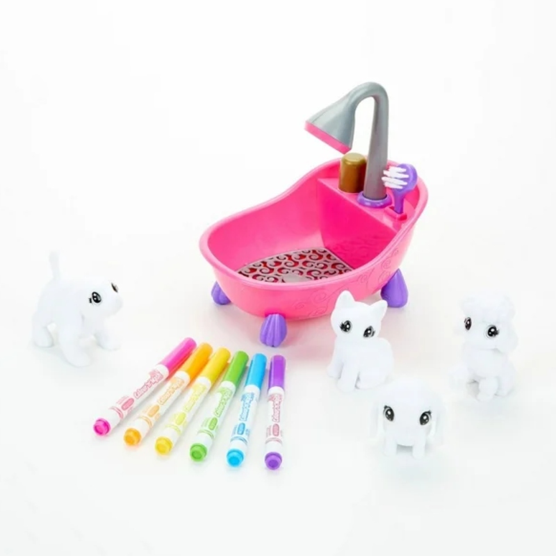 Scribble Scrubbie Pets Toy Set – 4 Cute Pets and 6 Washable Markers for Coloring Fun