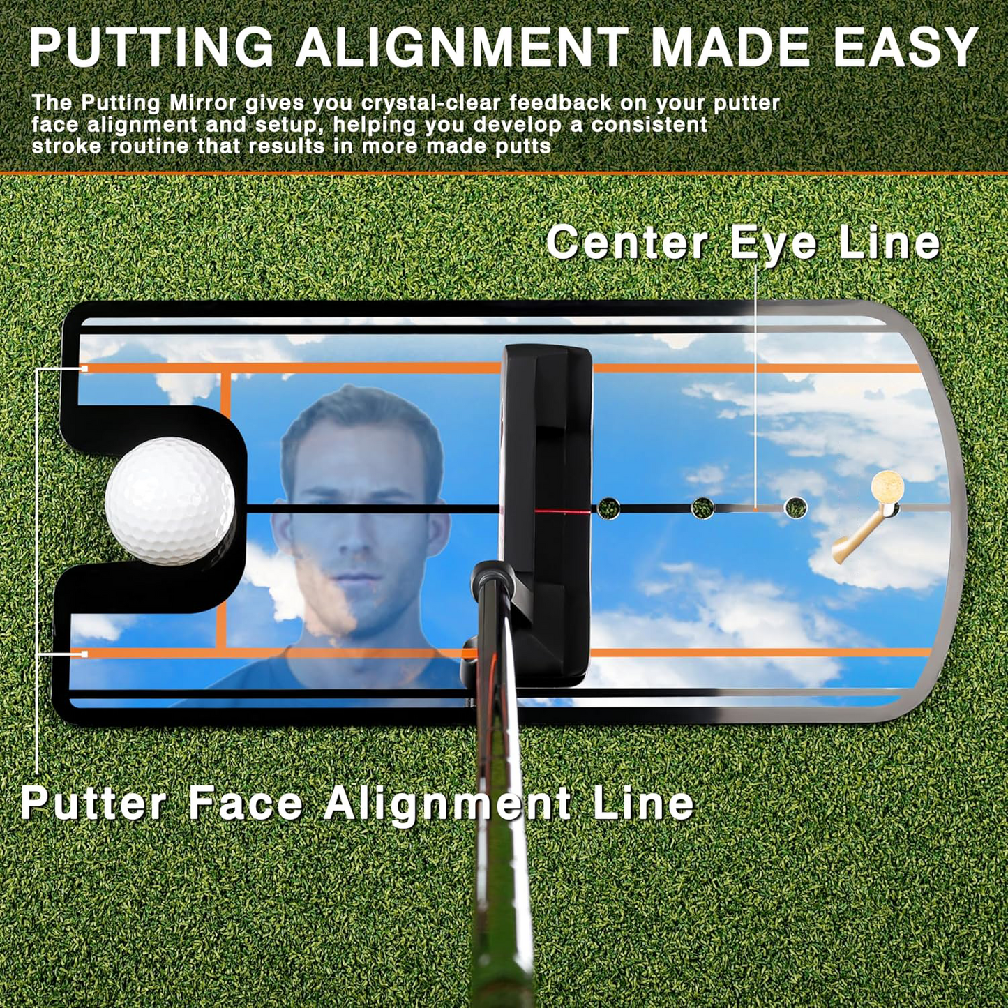 Golf Putting Mirror – Alignment Training Aid with Putting Cup & Tees
