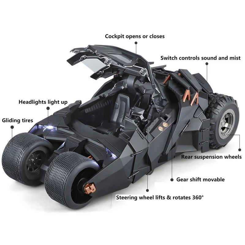 1:18 Scale Batmobile Tumbler Alloy Car Model – Dark Knight Trilogy Wobble Vehicle