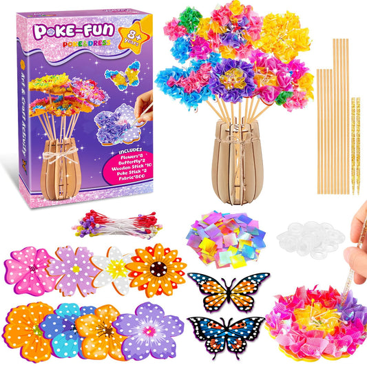 Poke Art Bouquet Set – Creative Flower Craft Toy with Wooden Vase