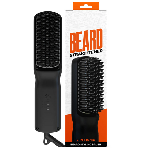 2-in-1 Beard Straightener – Ionic Heating Brush for Men’s Grooming
