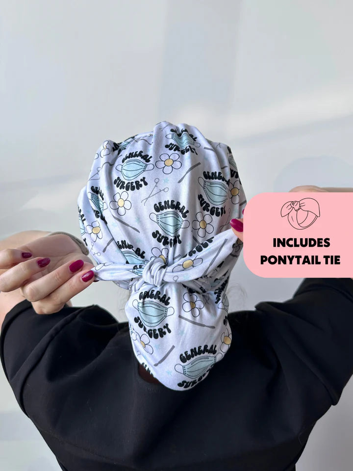 Surgical Cap – 2-in-1 Matte Work Hat for Ponytails & Updos