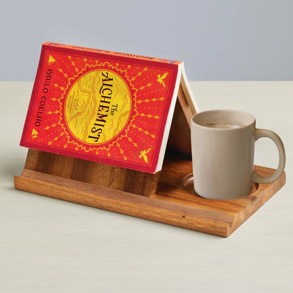 Sleek Wooden Reading Valet Organizer – Stylish Desk Storage for Books, Mugs & Pens