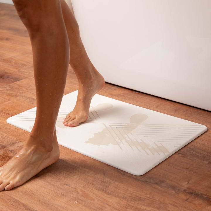 Swiss Coffee Stone Bath Mat – Elegant, Durable & Quick-Drying Bathroom Essential