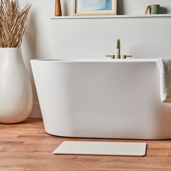 Swiss Coffee Stone Bath Mat – Elegant, Durable & Quick-Drying Bathroom Essential