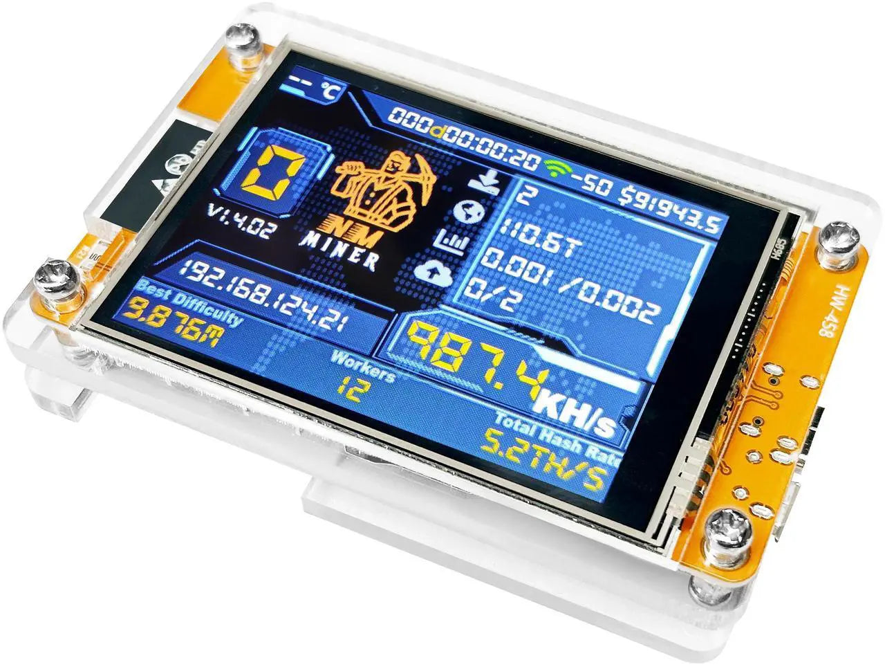 NerdMiner V2 Bitcoin mining rig, NMMiner ESP-WROOM-32, ESP32 development board