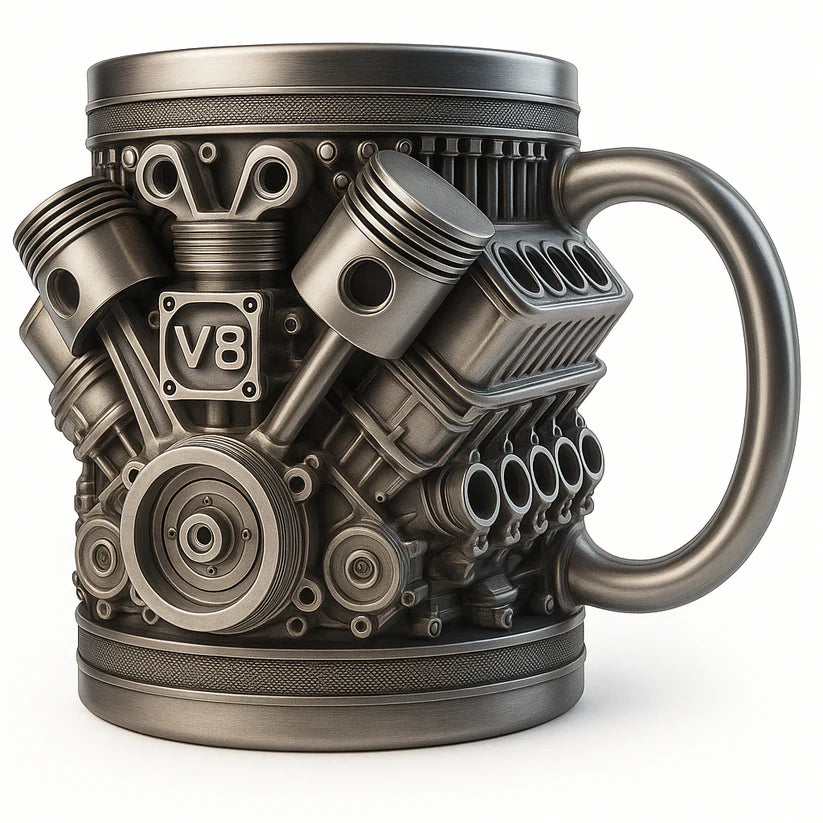 V8 Engine Stainless Steel Mug – Double-Wall Insulated Coffee Cup