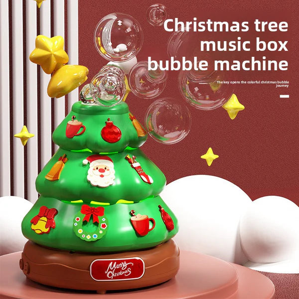 Christmas Tree Bubble Music Box Toy – Automatic Rotating Light-Up Bubble Machine