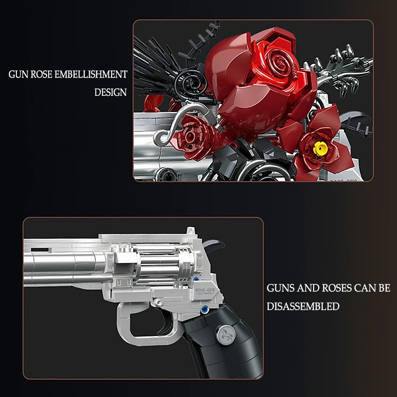 Creative Rose Revolver MOC – 631 PCS Floral Gun Building Set