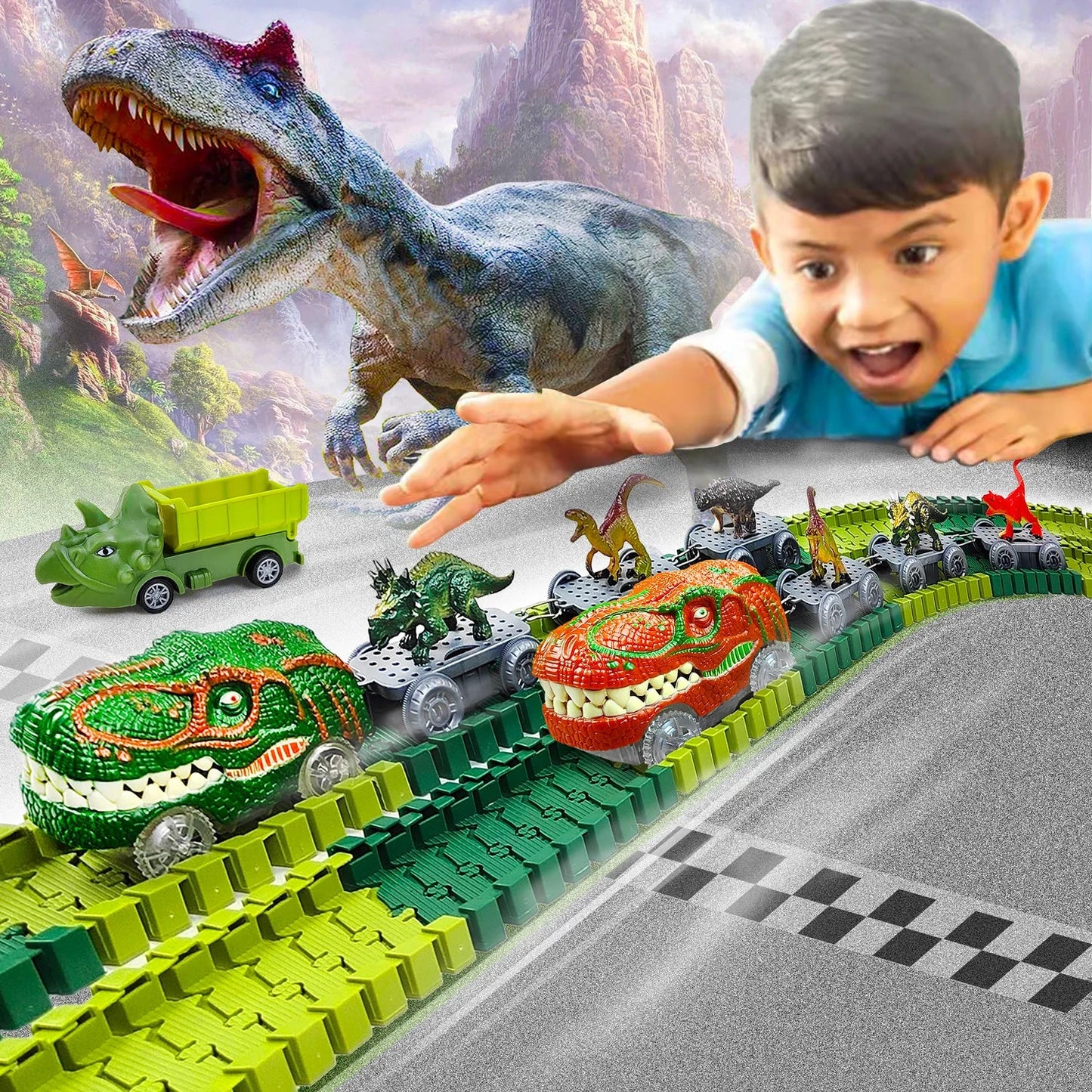 Dinosaur Transport Track Set – Creative Jurassic Adventure Playset