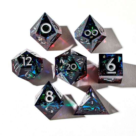 7-Piece Polyhedral Dice Set – Sharp Edge Resin RPG Dice for DnD & Tabletop Games