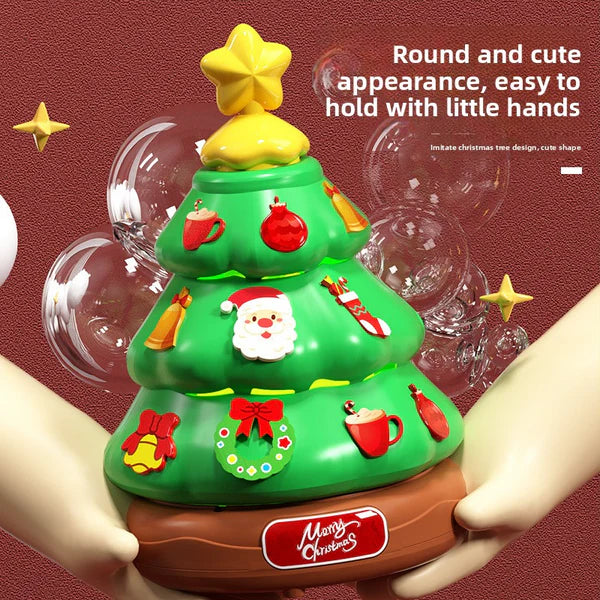 Christmas Tree Bubble Music Box Toy – Automatic Rotating Light-Up Bubble Machine