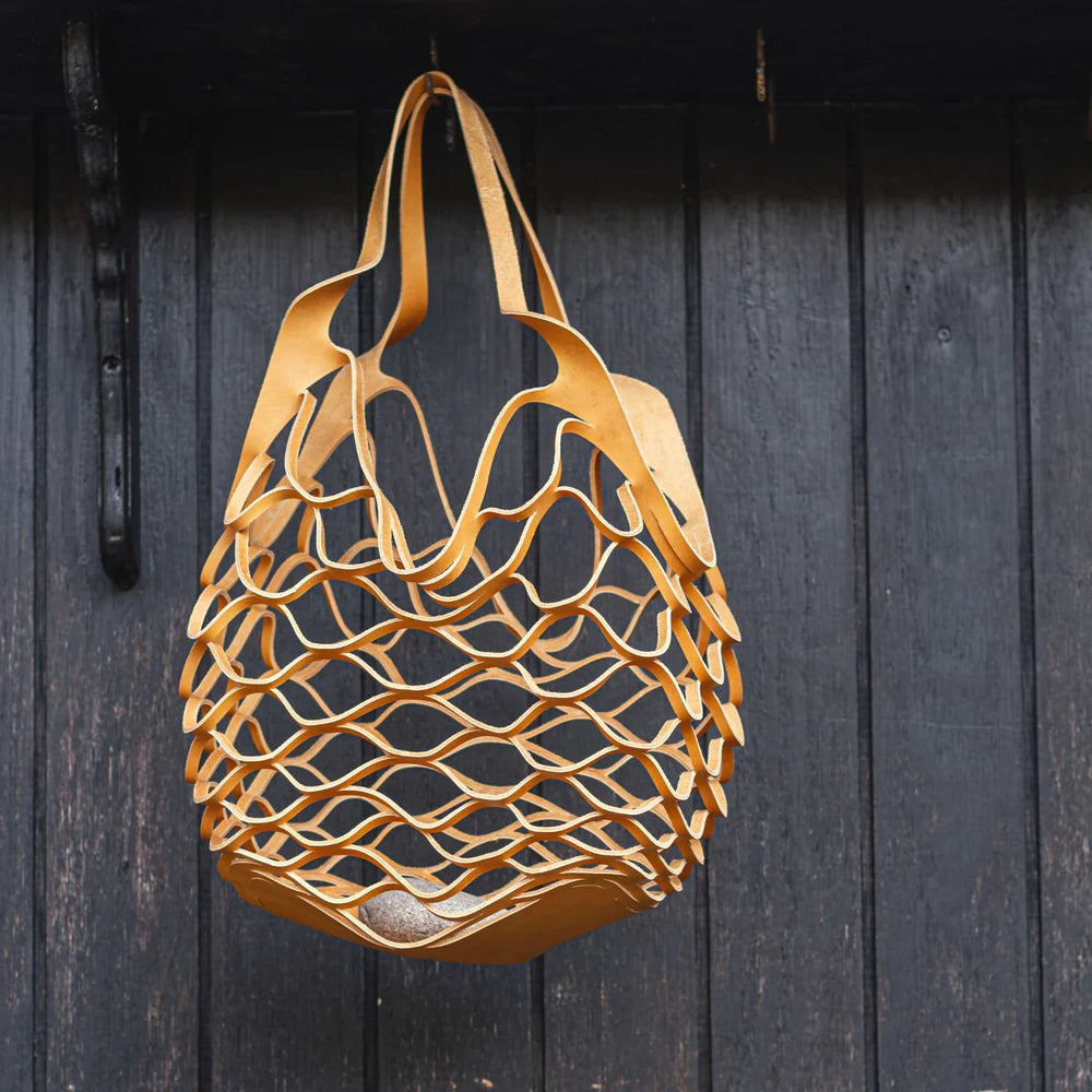 Brown Mesh Leather Bag – Chic & Functional Travel Companion