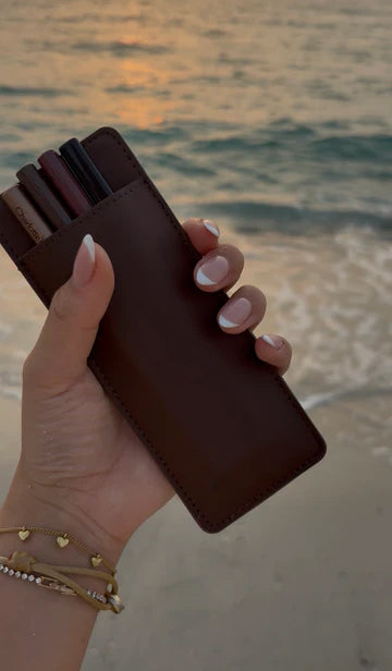 Mirror Lip Liner Case | Stylish Lip Pencil Organizer with Built-In Mirror