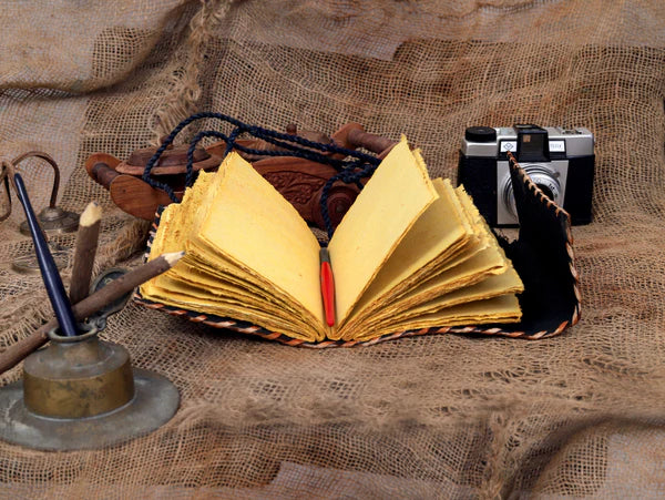 Vintage Spell Book Leather Journal – Third Eye Grimoire | Blank Handmade Notebook | Retro Lock