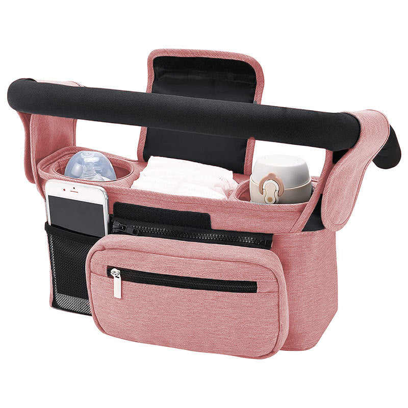 Universal Stroller Organizer with 2 Insulated Cup Holders & Detachable Wristlet