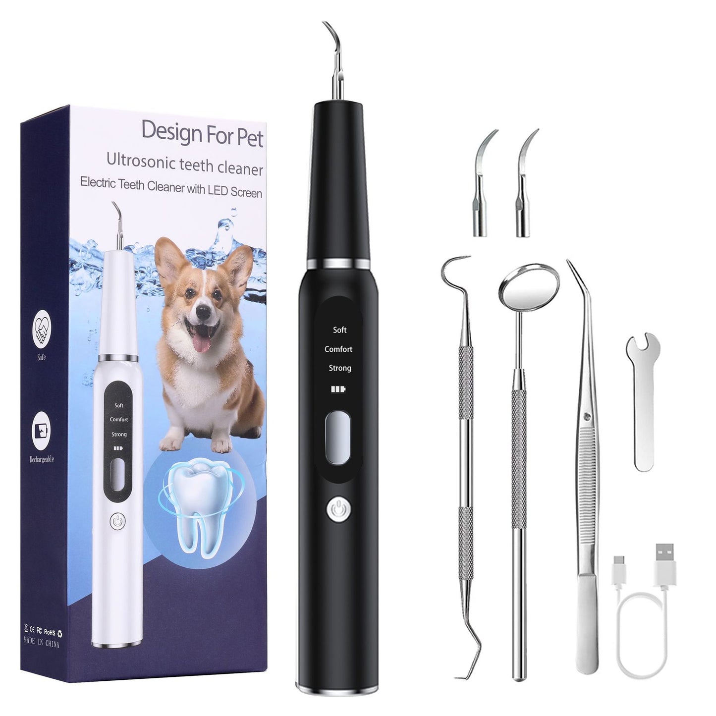 Pet Oral Hygiene Tool – Ultrasonic Dental Cleaning Kit for Pets