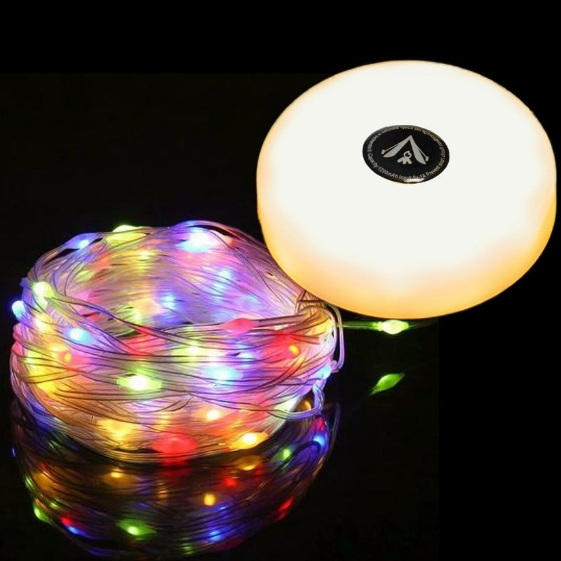Camping String Lights | 4-in-1 Outdoor Light String | 8 Lighting Modes | Quick Storage | USB Rechargeable
