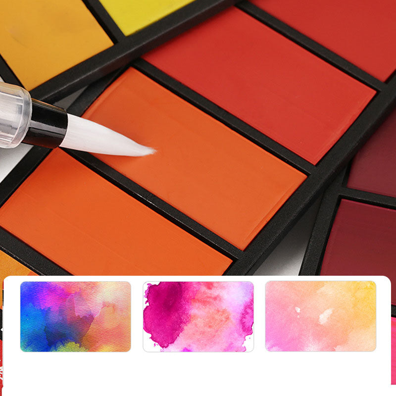 Foldable Fan-Shaped Watercolor Paint Set – Includes Water Brush, Sponge, and Removable Palette | Professional High-Pigment Colors, Portable and Multifunctional Painting Tools