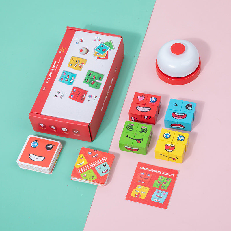 Face-Changing Cube Puzzle Game – Expression Blocks Toy | Brain Training × Parent-Child Interaction × Travel-Friendly