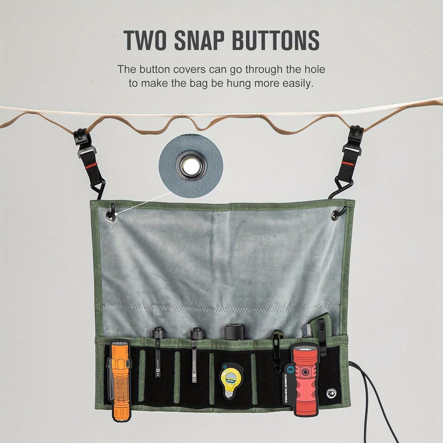 Mini Tactical EDC Pouch – Multi-Function Flashlight & Knife Storage Roll with 6 Slots