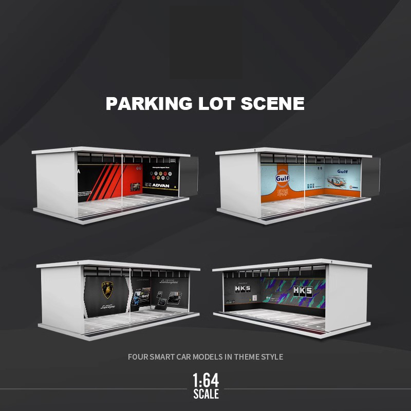 1/64 3D Parking Garage Model – LED Light Display Scene for Car Collectibles