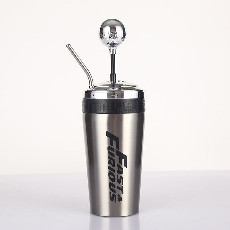 Steel Insulated Bottle – 500ml Fun Gear-Shifter Design Travel Mug