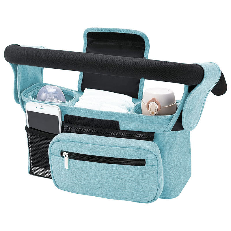 Universal Stroller Organizer with 2 Insulated Cup Holders & Detachable Wristlet